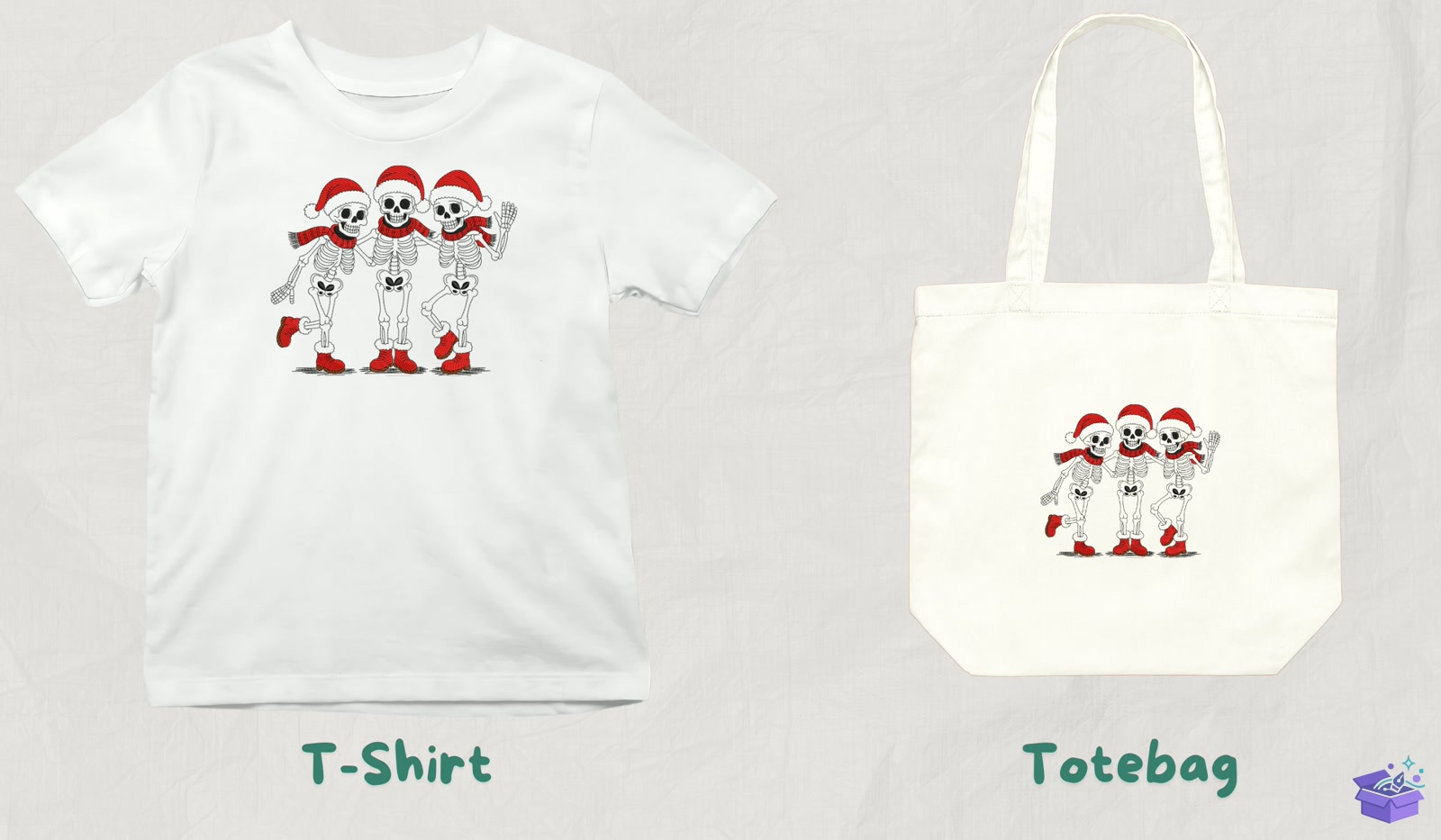 Santa Skeleton - Makine Nakış Deseni (SVG, DXF, EPS, PNG) - detaylı önizleme 3