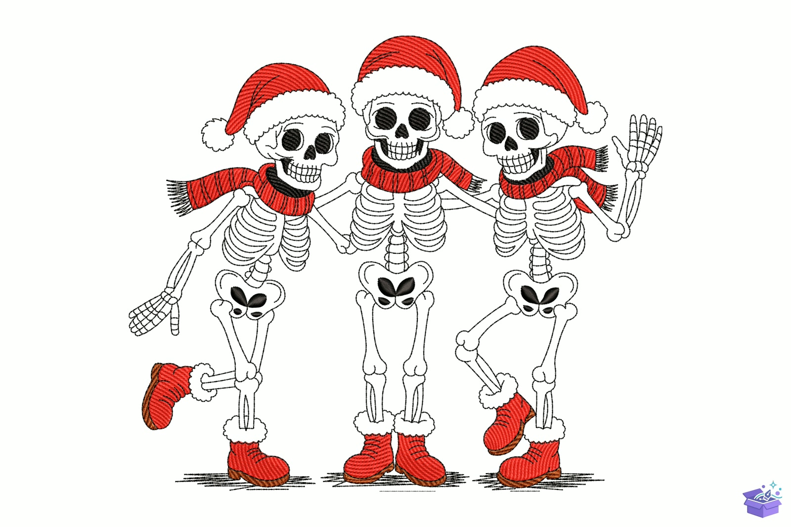 Santa Skeleton - Makine Nakış Deseni (SVG, DXF, EPS, PNG) - detaylı önizleme 5