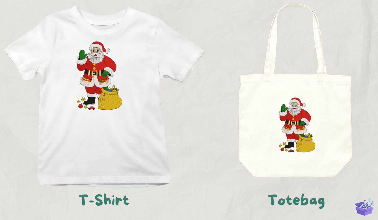 Santa With Gifts - Makine Nakış Deseni (SVG, DXF, EPS, PNG) - detaylı önizleme 3