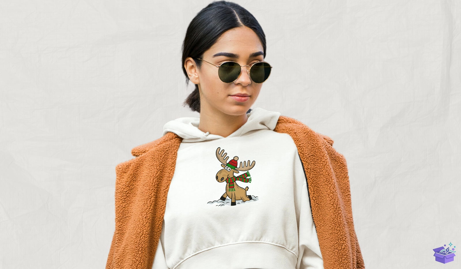 Moose With Scarf - Makine Nakış Deseni (SVG, DXF, EPS, PNG) - detaylı önizleme 2