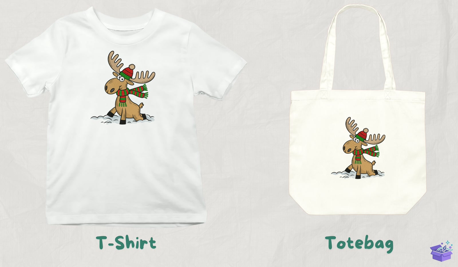 Moose With Scarf - Makine Nakış Deseni (SVG, DXF, EPS, PNG) - detaylı önizleme 3