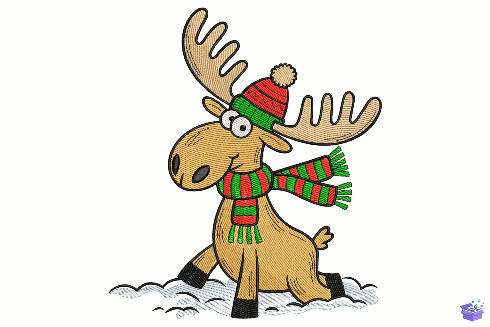 Moose With Scarf - Makine Nakış Deseni (SVG, DXF, EPS, PNG) - detaylı önizleme 5