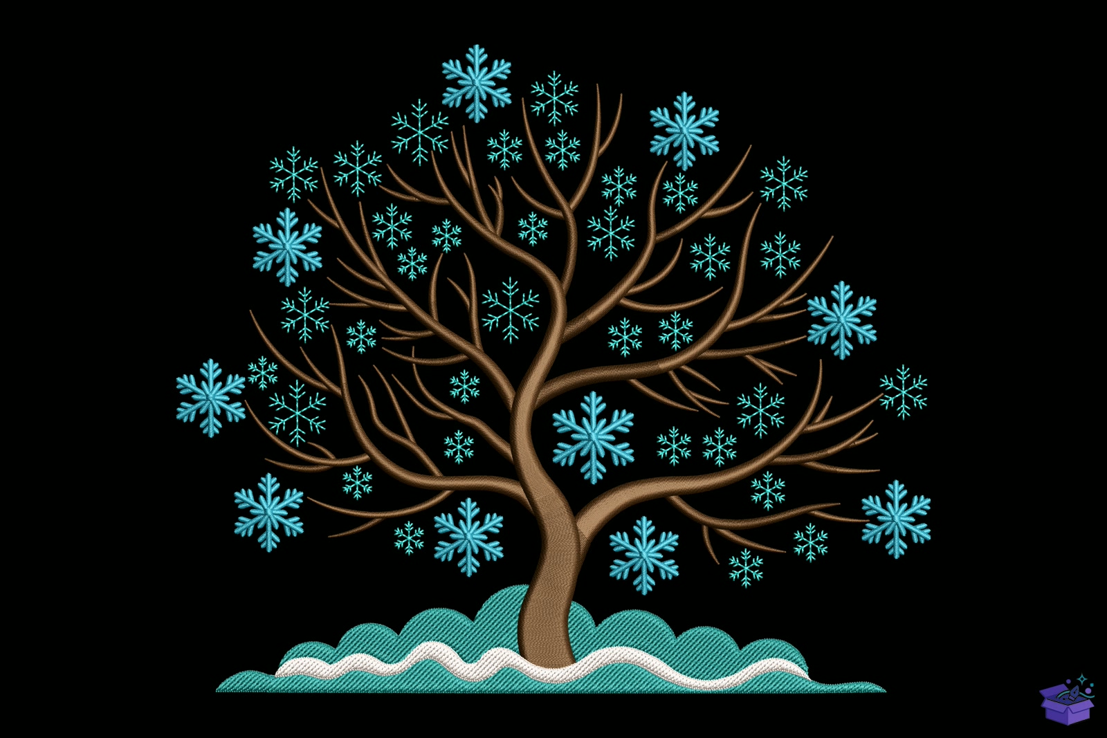 Blue Snowflakes Ağaç - Makine Nakış Deseni (SVG, DXF, EPS, PNG) - detaylı önizleme 5