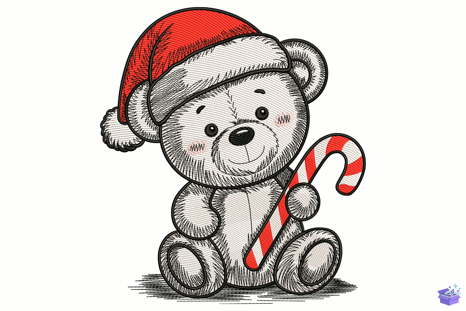 Santa Hat Bear - Makine Nakış Deseni (SVG, DXF, EPS, PNG) - Nakış Desenleri İndir (DXF, SVG, EPS)