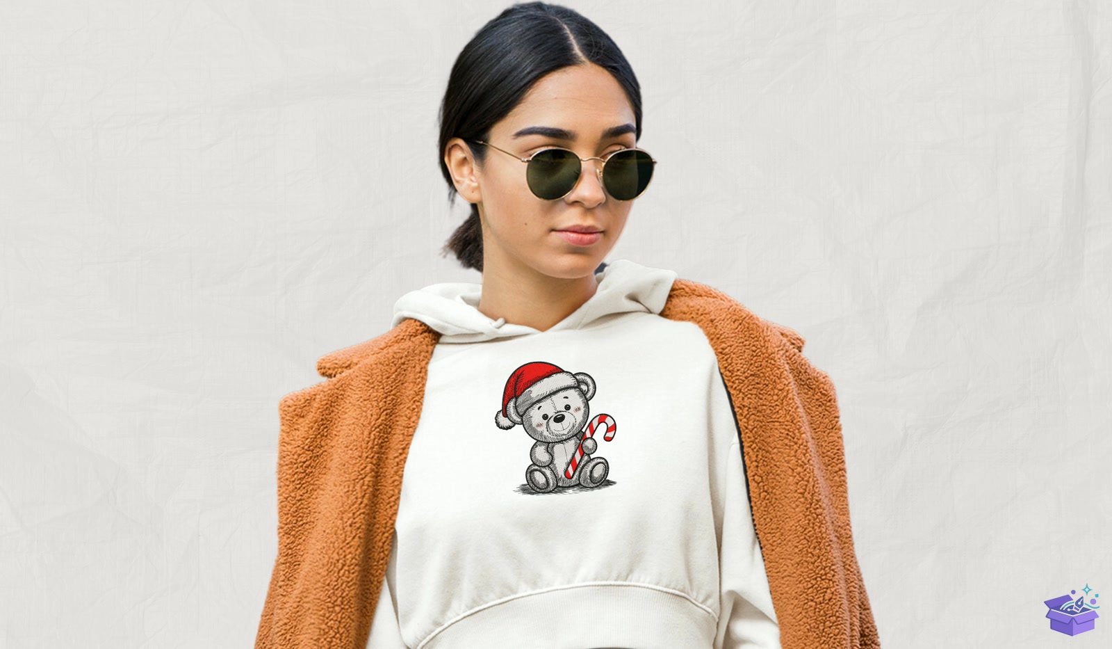 Santa Hat Bear - Makine Nakış Deseni (SVG, DXF, EPS, PNG) - detaylı önizleme 2