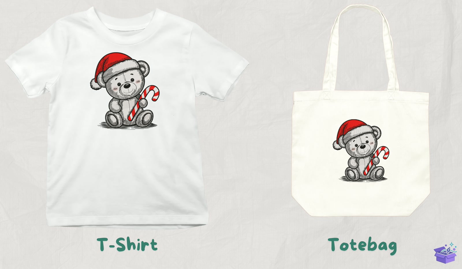 Santa Hat Bear - Makine Nakış Deseni (SVG, DXF, EPS, PNG) - detaylı önizleme 3