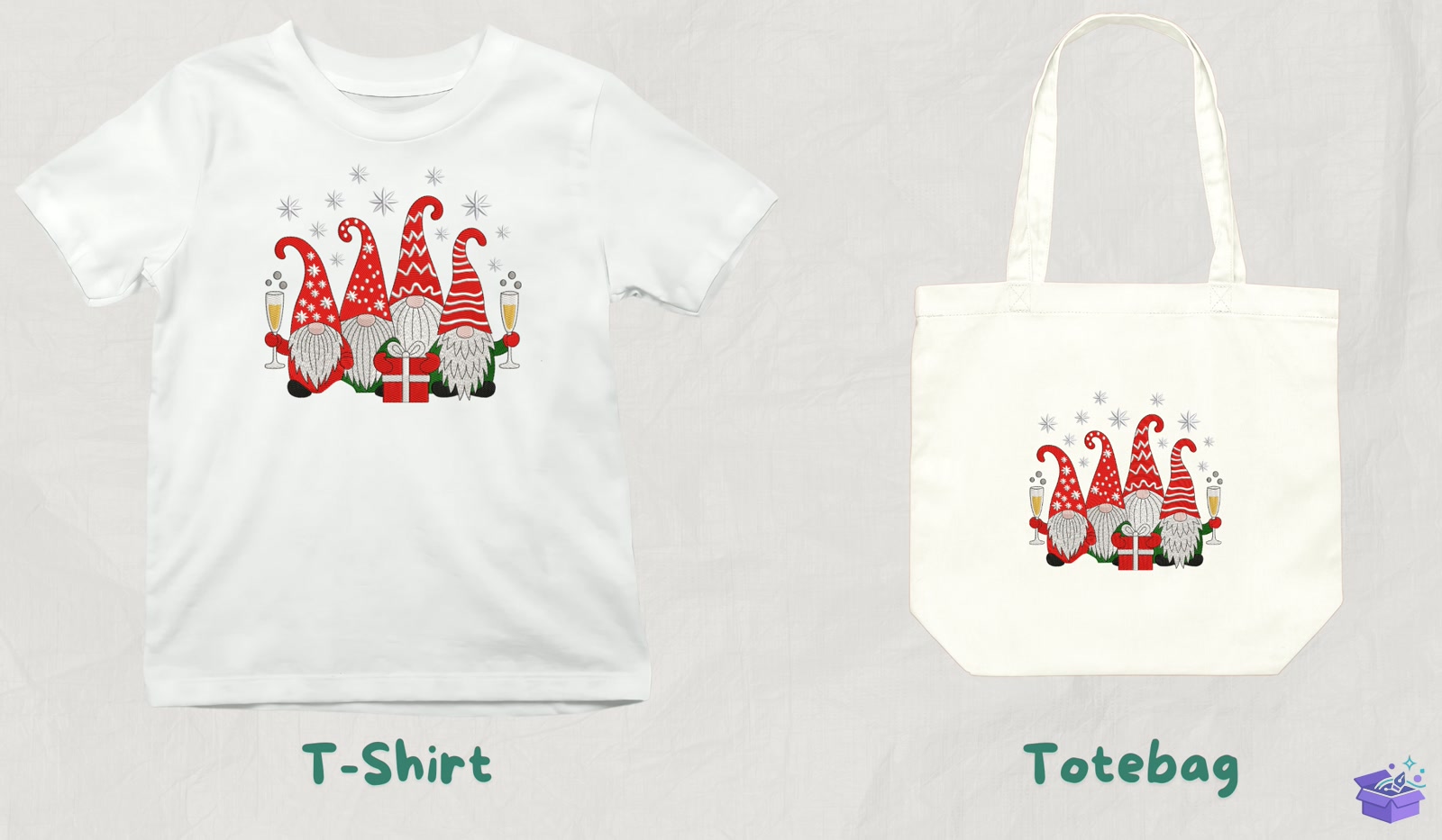 Santa Gnome - Makine Nakış Deseni (SVG, DXF, EPS, PNG) - detaylı önizleme 3