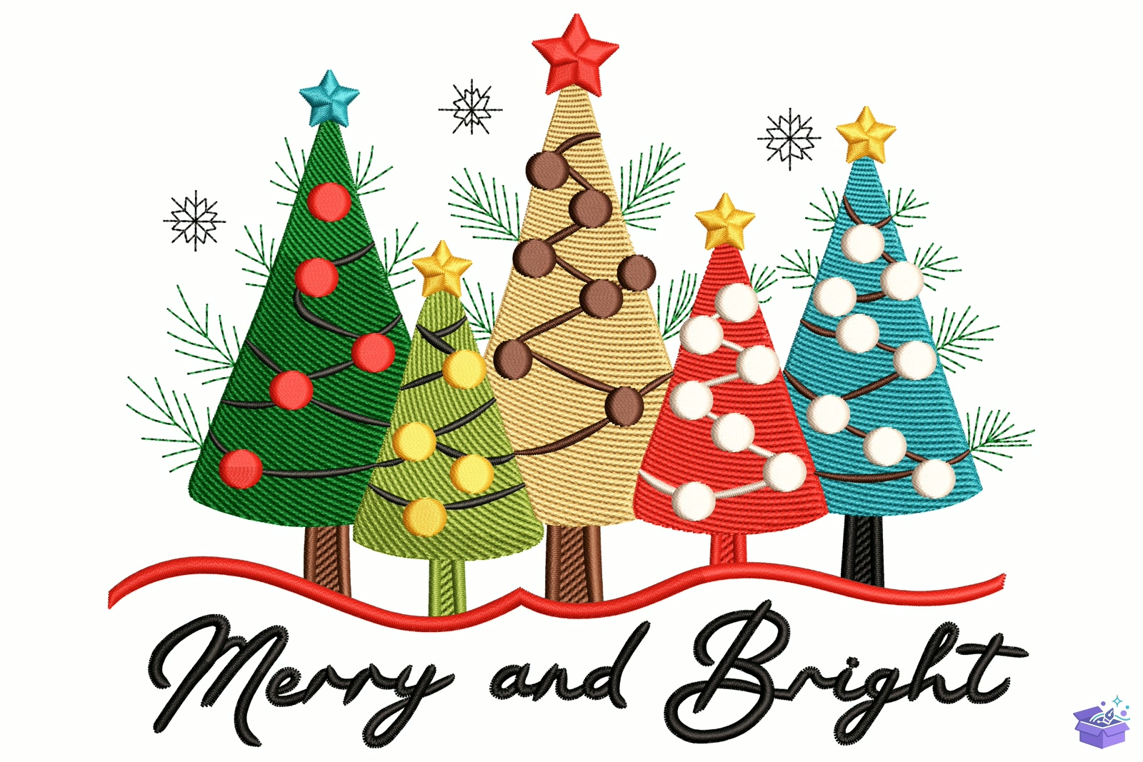Merry And Bright - Makine Nakış Deseni (SVG, DXF, EPS, PNG) - detaylı önizleme 5
