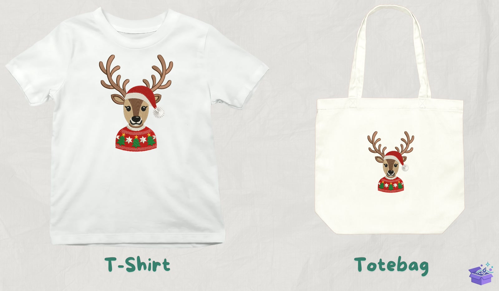 Ugly Sweater Geyik - Makine Nakış Deseni (SVG, DXF, EPS, PNG) - detaylı önizleme 3