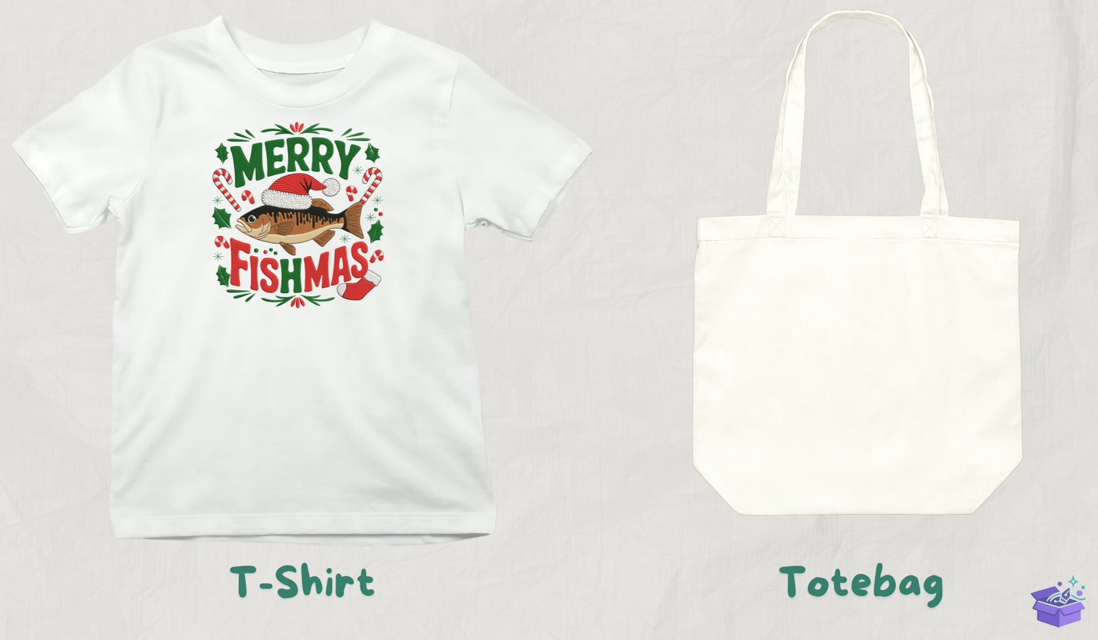 Merry Fishmas - Makine Nakış Deseni (SVG, DXF, EPS, PNG) - detaylı önizleme 3