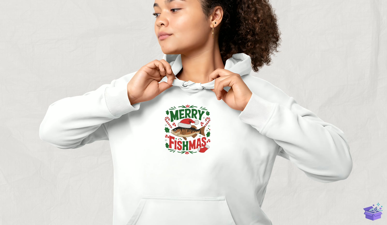 Merry Fishmas - Makine Nakış Deseni (SVG, DXF, EPS, PNG) - detaylı önizleme 4