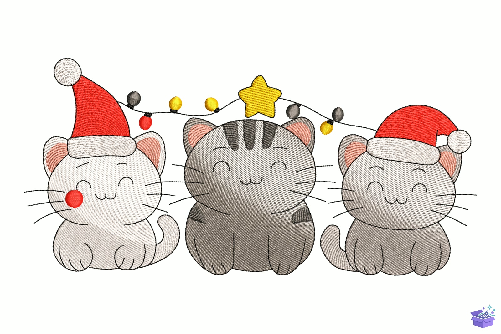 Kedi Santa Hat - Makine Nakış Deseni (SVG, DXF, EPS, PNG) - Nakış Desenleri İndir (DXF, SVG, EPS)
