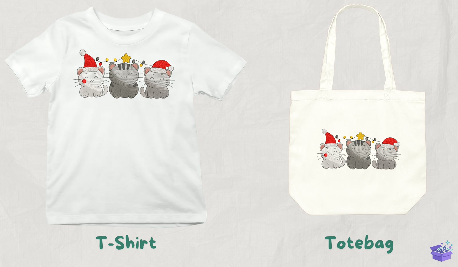 Kedi Santa Hat - Makine Nakış Deseni (SVG, DXF, EPS, PNG) - detaylı önizleme 3