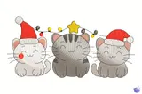 Noel Baba Şapkalı Kedi (5 Tasarım) - Makine Nakış Deseni (PES, DST, JEF, EXP, VP3, HUS) - detaylı önizleme 5