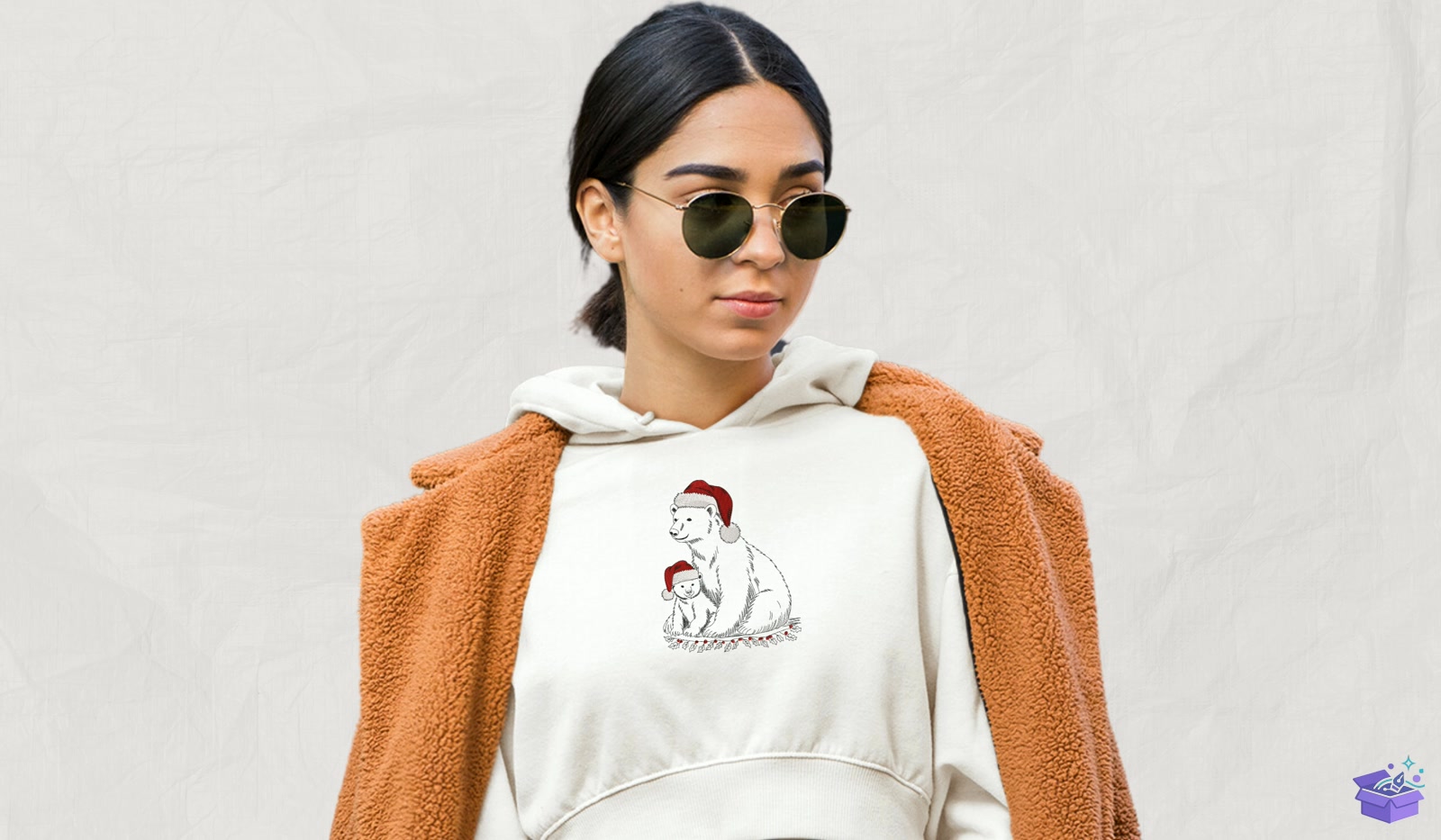 Bear With Santa Hat - Makine Nakış Deseni (SVG, DXF, EPS, PNG) - detaylı önizleme 2