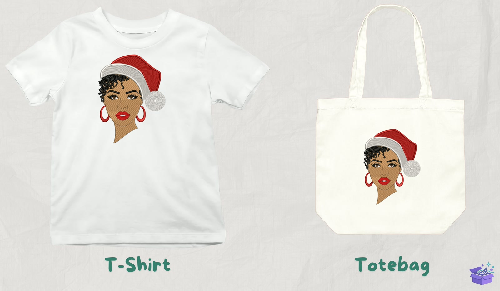 Santa Hat Girl - Makine Nakış Deseni (SVG, DXF, EPS, PNG) - detaylı önizleme 3