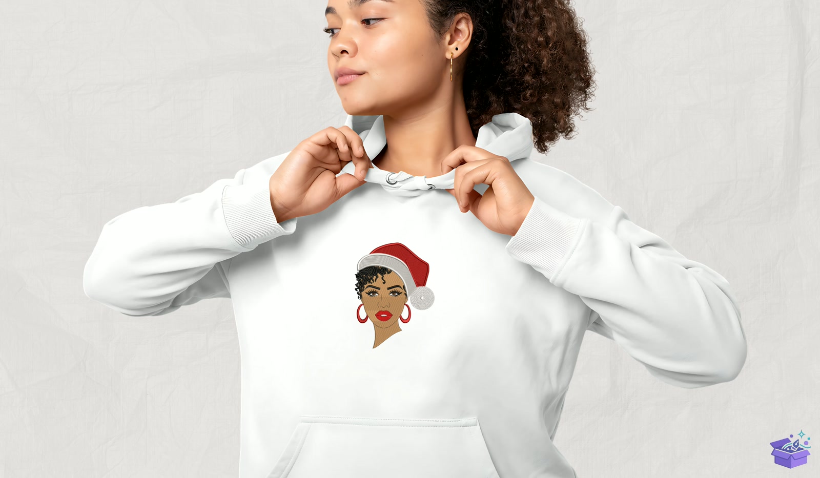 Santa Hat Girl - Makine Nakış Deseni (SVG, DXF, EPS, PNG) - detaylı önizleme 4