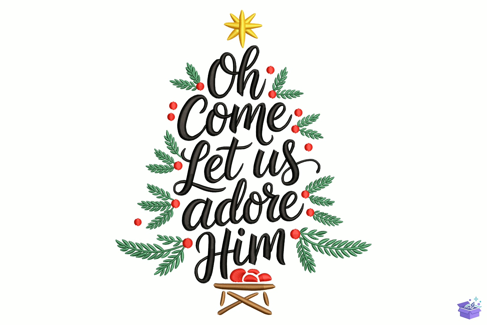 Yılbaşı Scripture - Makine Nakış Deseni (SVG, DXF, EPS, PNG) - detaylı önizleme 5