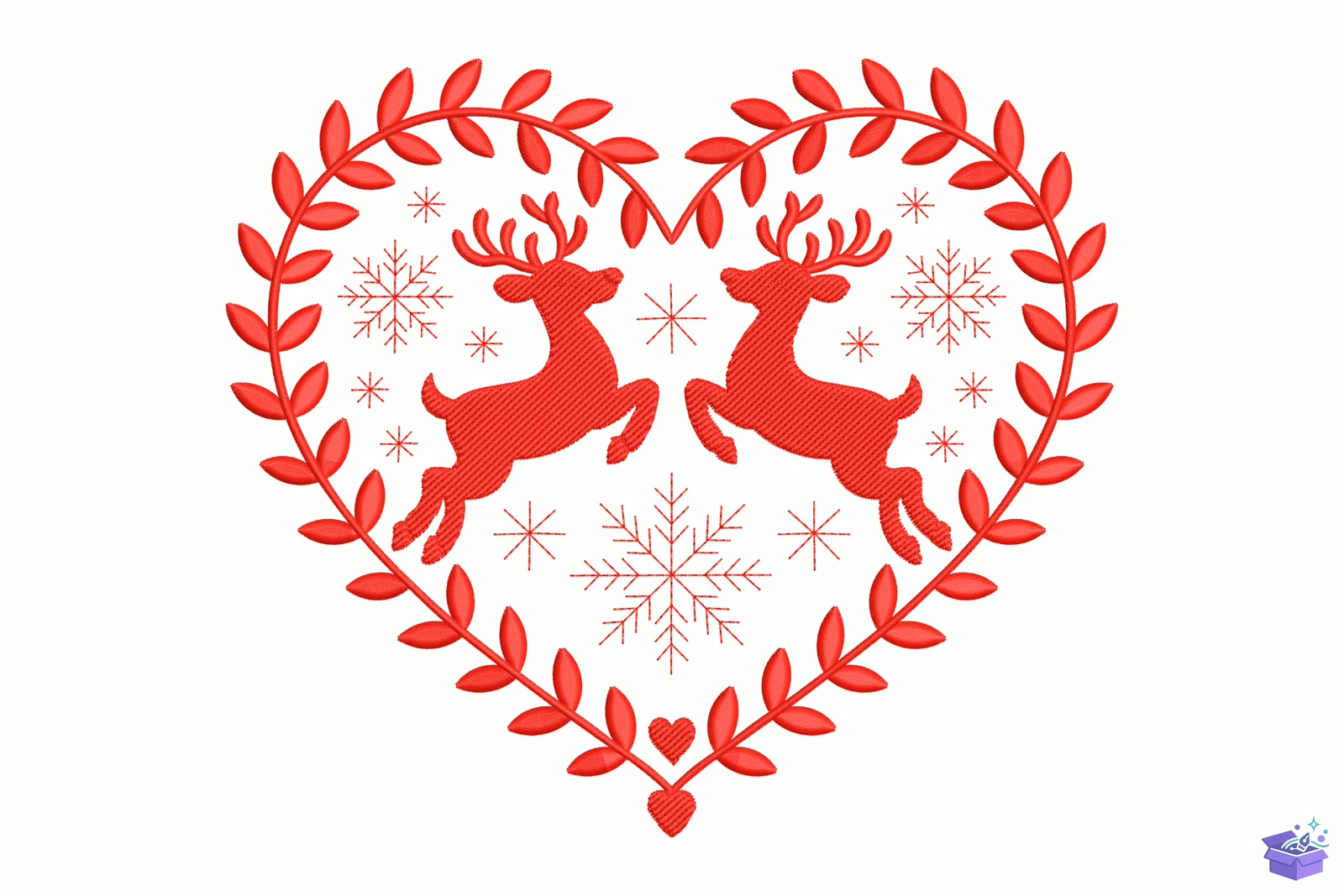 Ren Geyiği Kalp Temalı - Makine Nakış Deseni (SVG, DXF, EPS, PNG) - Nakış Desenleri İndir (DXF, SVG, EPS)