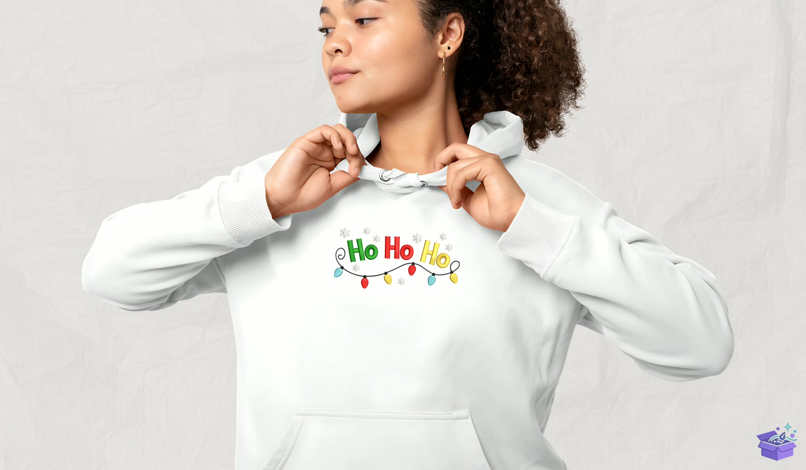 Ho Ho Ho Yılbaşı Lights - Makine Nakış Deseni (SVG, DXF, EPS, PNG) - detaylı önizleme 4