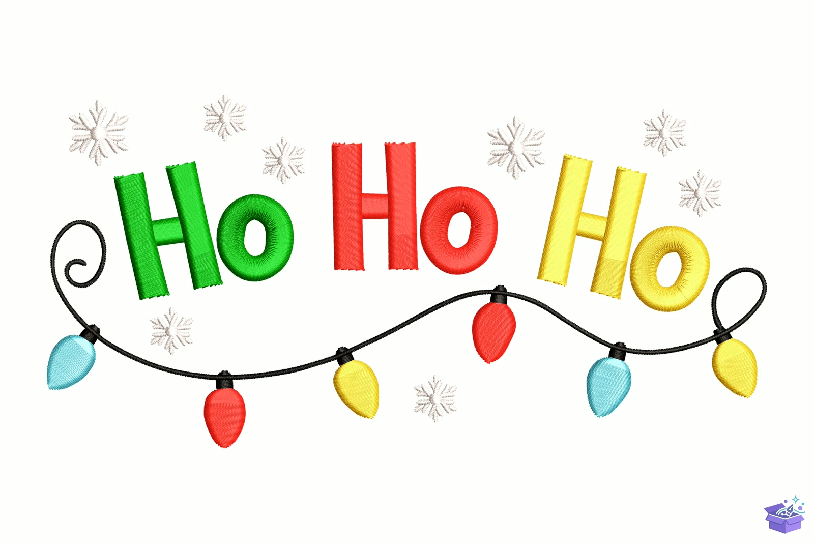 Ho Ho Ho Yılbaşı Lights - Makine Nakış Deseni (SVG, DXF, EPS, PNG) - detaylı önizleme 5