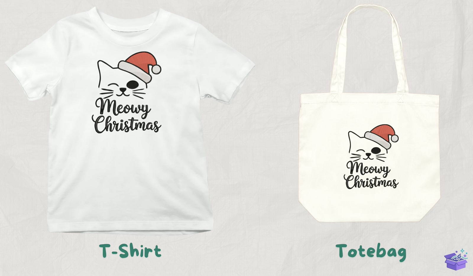 Meowy Yılbaşı Kedi - Makine Nakış Deseni (SVG, DXF, EPS, PNG) - detaylı önizleme 3