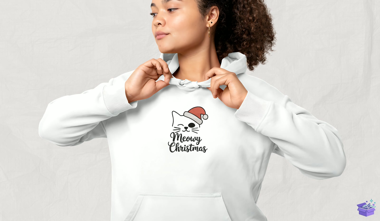 Meowy Yılbaşı Kedi - Makine Nakış Deseni (SVG, DXF, EPS, PNG) - detaylı önizleme 4