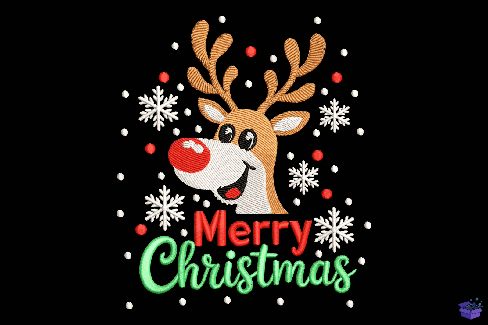 Merry Yılbaşı Ren Geyiği - Makine Nakış Deseni (SVG, DXF, EPS, PNG) - detaylı önizleme 5