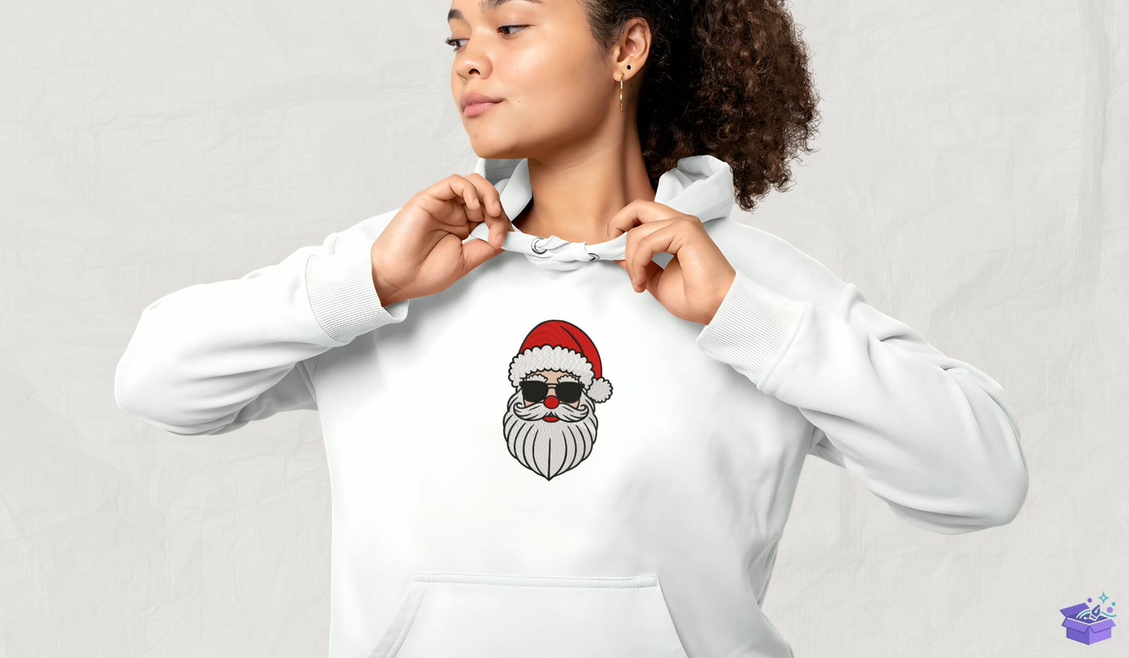 Cool Santa Face - Makine Nakış Deseni (SVG, DXF, EPS, PNG) - detaylı önizleme 4