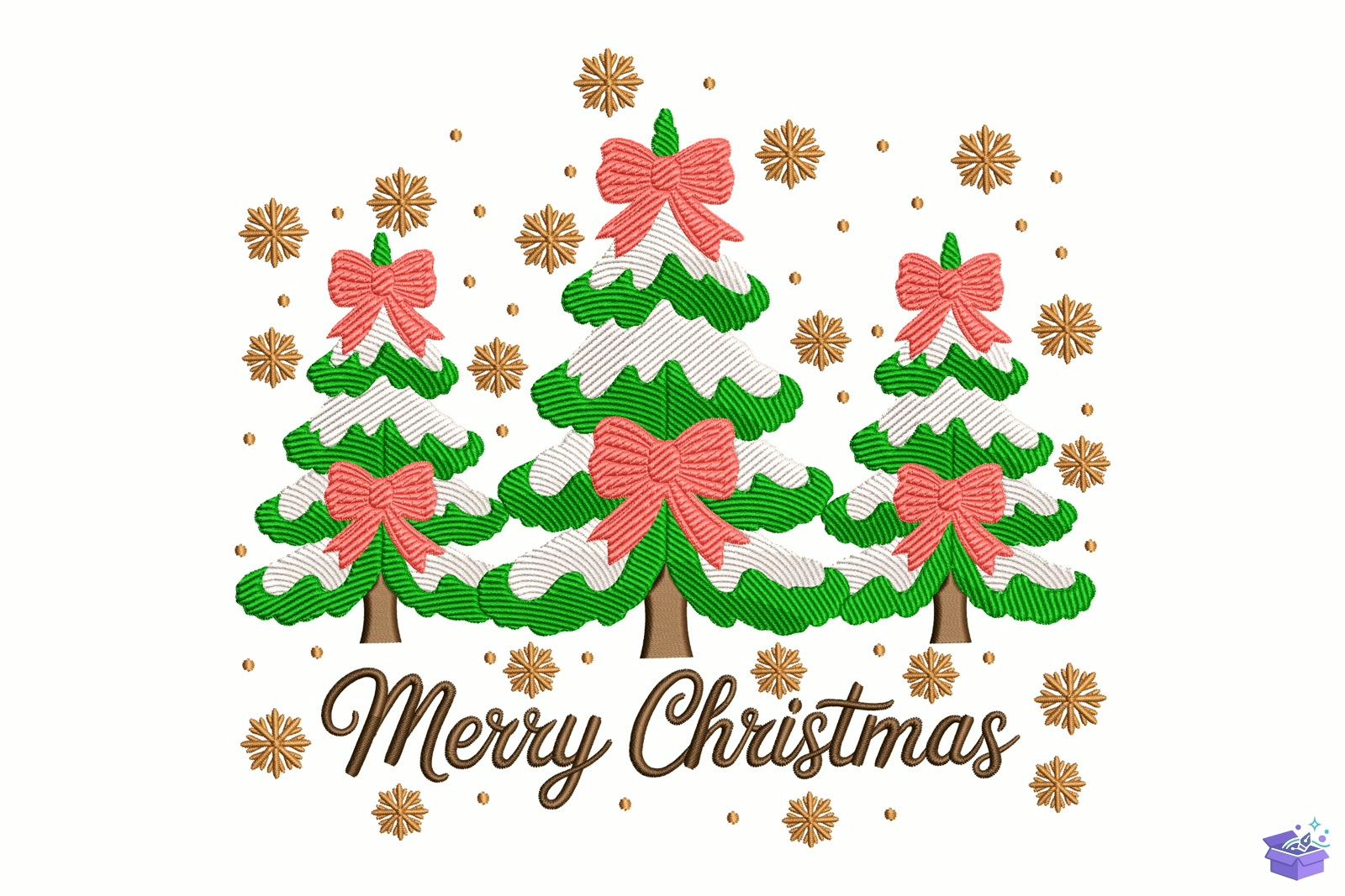 Merry Yılbaşı Trees - Makine Nakış Deseni (SVG, DXF, EPS, PNG) - Nakış Desenleri İndir (DXF, SVG, EPS)