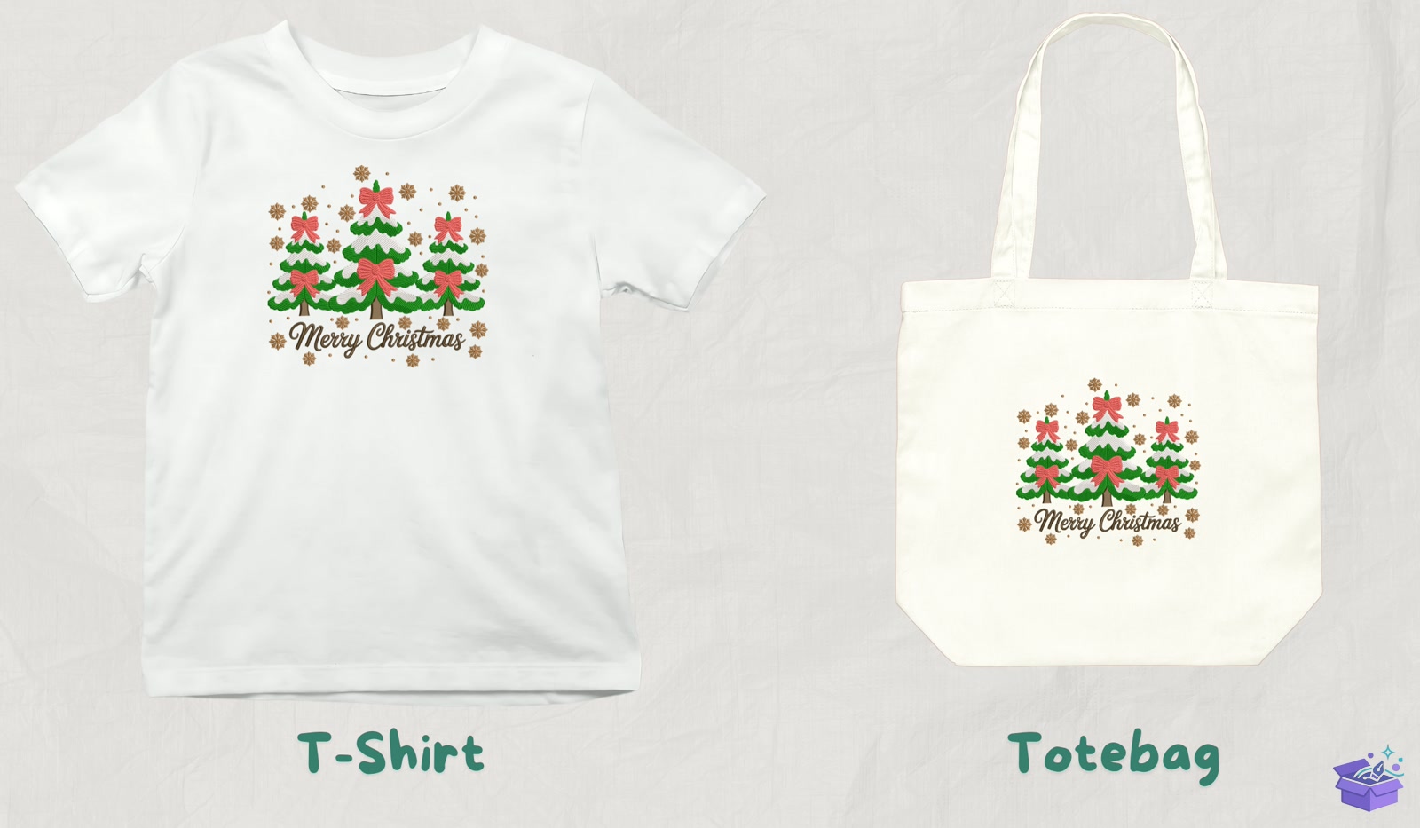 Merry Yılbaşı Trees - Makine Nakış Deseni (SVG, DXF, EPS, PNG) - detaylı önizleme 3