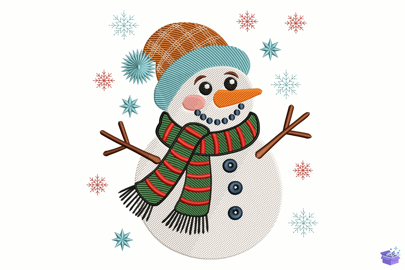 Winter Snowman - Makine Nakış Deseni (SVG, DXF, EPS, PNG) - Nakış Desenleri İndir (DXF, SVG, EPS)