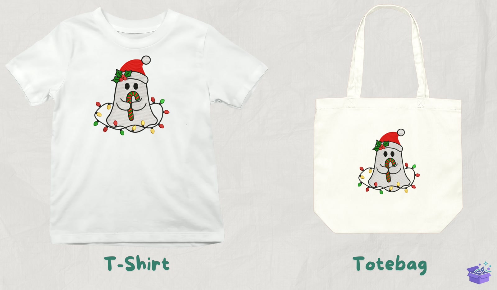 Candy Cane Ghost - Makine Nakış Deseni (SVG, DXF, EPS, PNG) - detaylı önizleme 3
