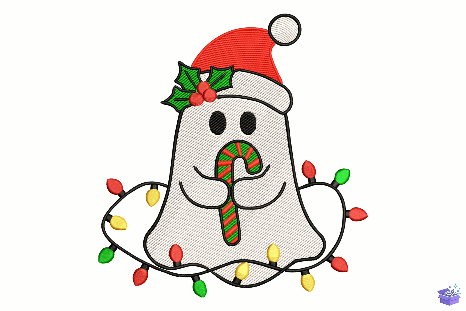 Candy Cane Ghost - Makine Nakış Deseni (SVG, DXF, EPS, PNG) - detaylı önizleme 5