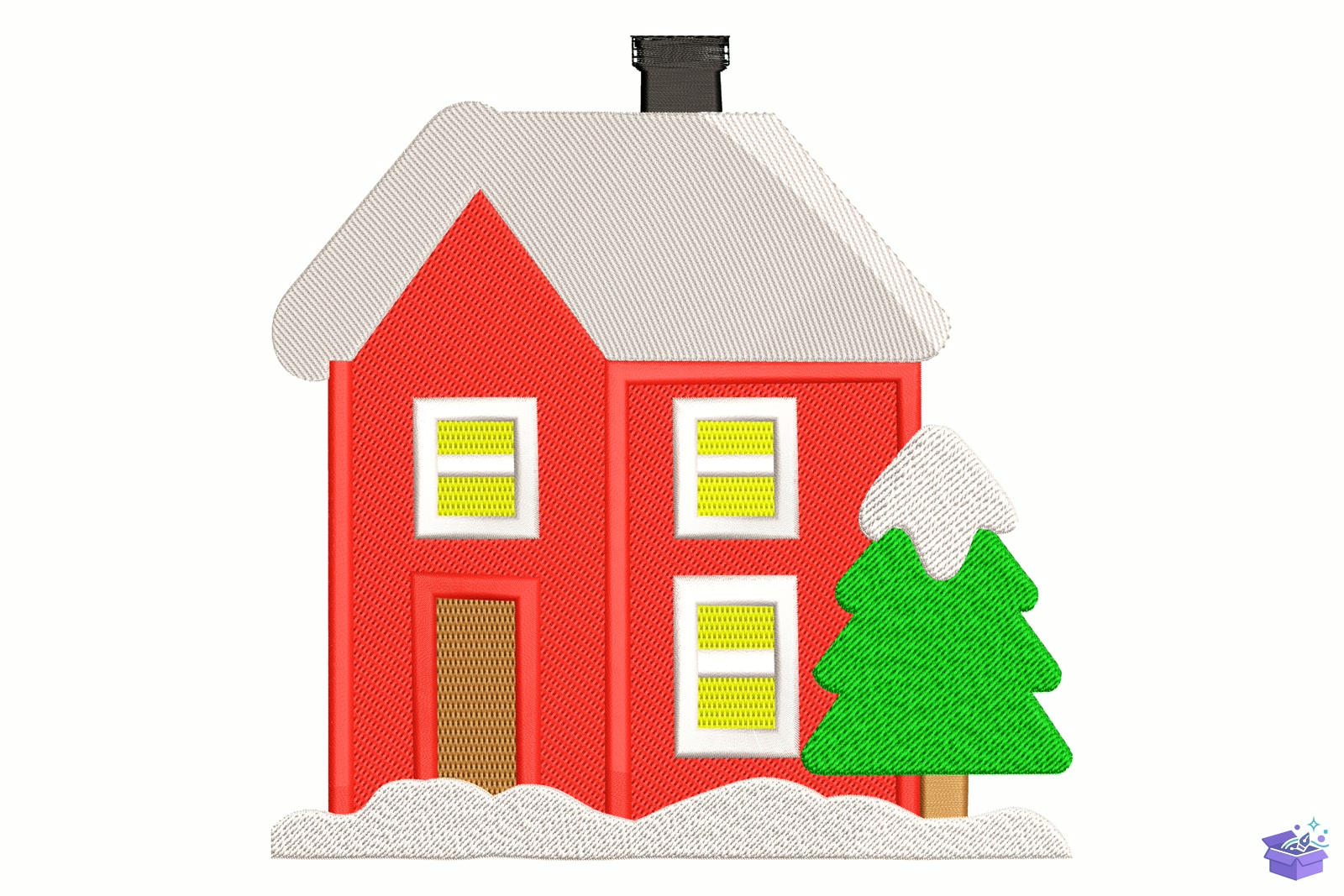 Winter Snowy House - Makine Nakış Deseni (SVG, DXF, EPS, PNG) - Nakış Desenleri İndir (DXF, SVG, EPS)