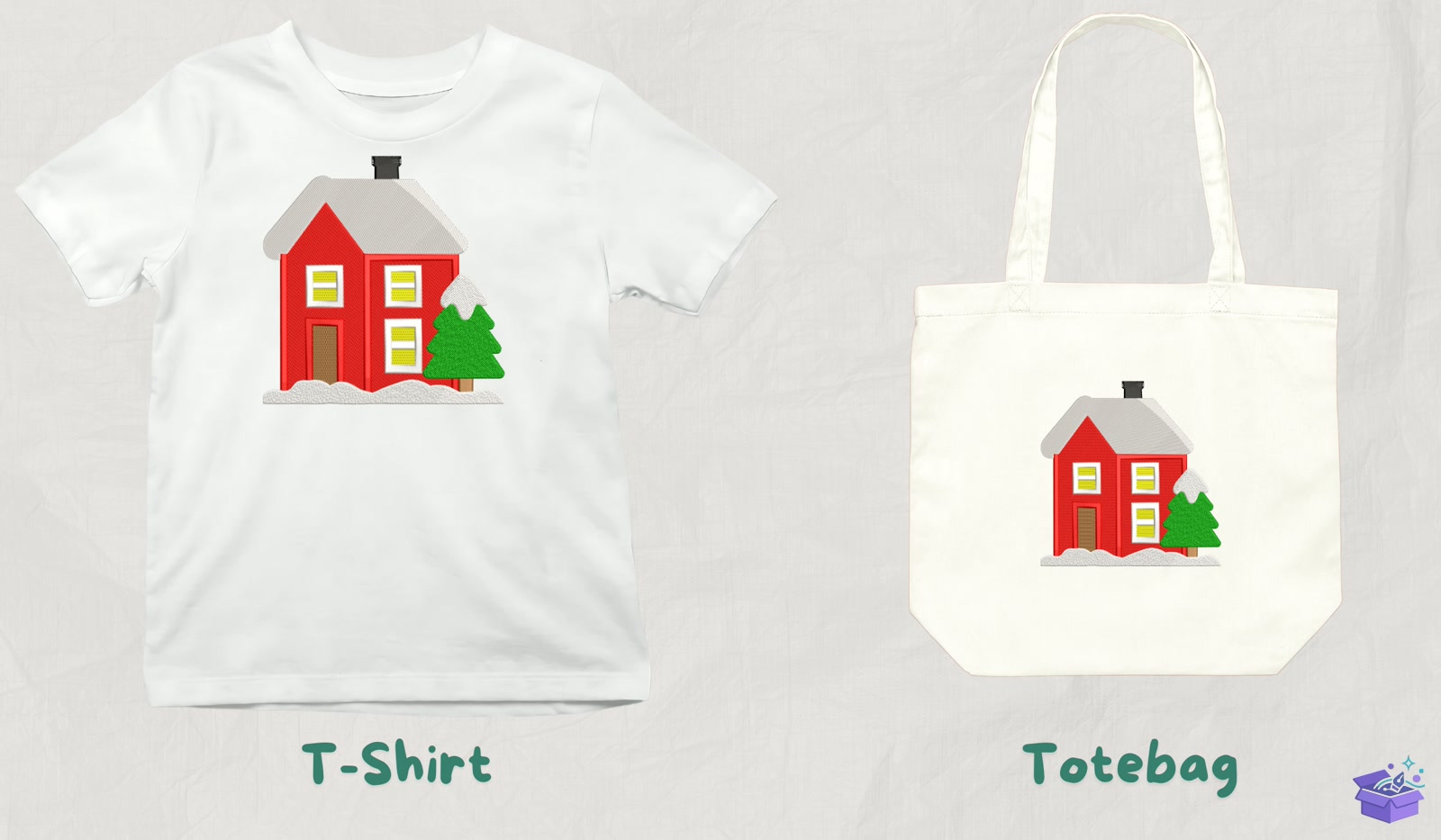 Winter Snowy House - Makine Nakış Deseni (SVG, DXF, EPS, PNG) - detaylı önizleme 3