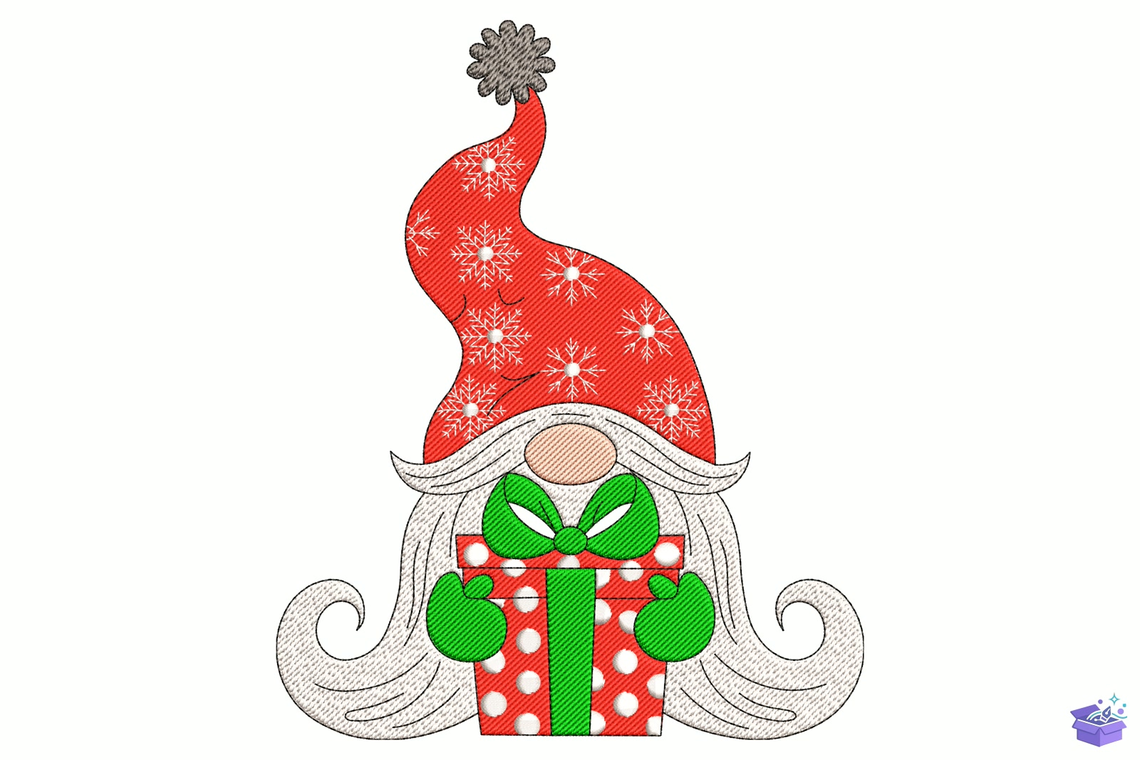 Gnome With Gift - Makine Nakış Deseni (SVG, DXF, EPS, PNG) - detaylı önizleme 5