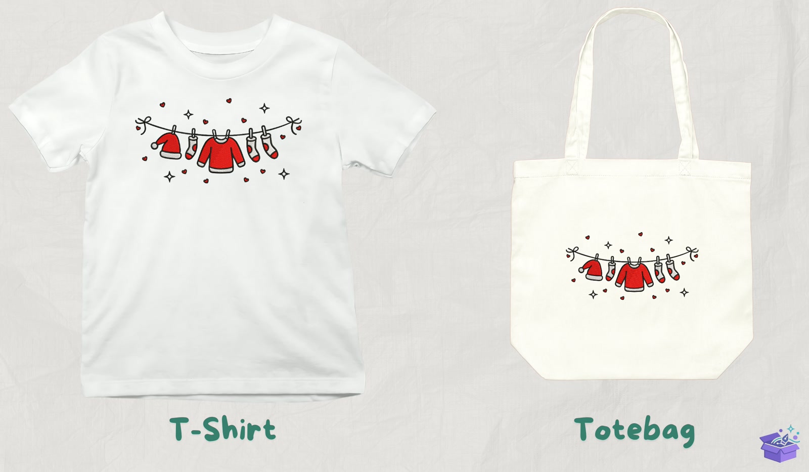 Yılbaşı Clothesline - Makine Nakış Deseni (SVG, DXF, EPS, PNG) - detaylı önizleme 3