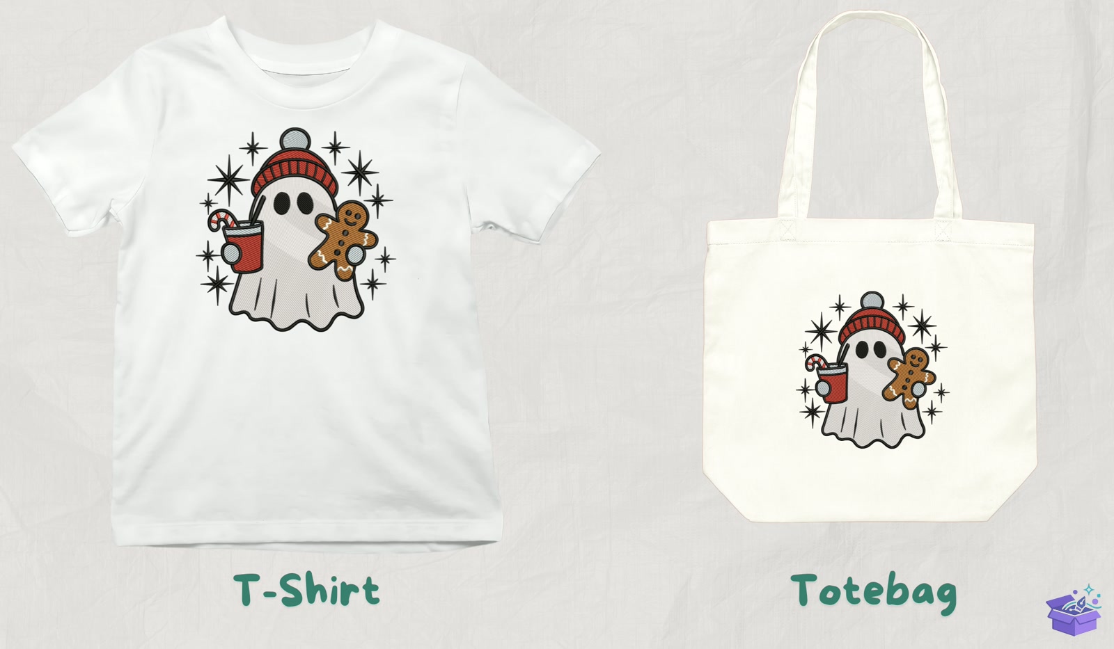 Gingerbread Ghost - Makine Nakış Deseni (SVG, DXF, EPS, PNG) - detaylı önizleme 3