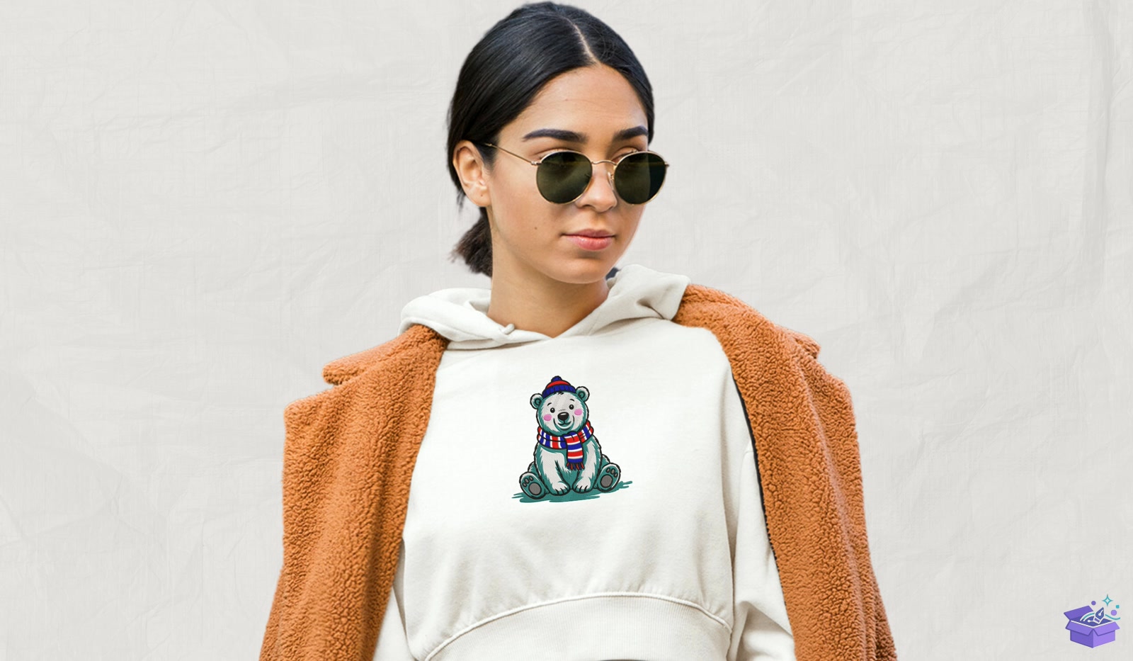 Winter Polar Bear - Makine Nakış Deseni (SVG, DXF, EPS, PNG) - detaylı önizleme 2