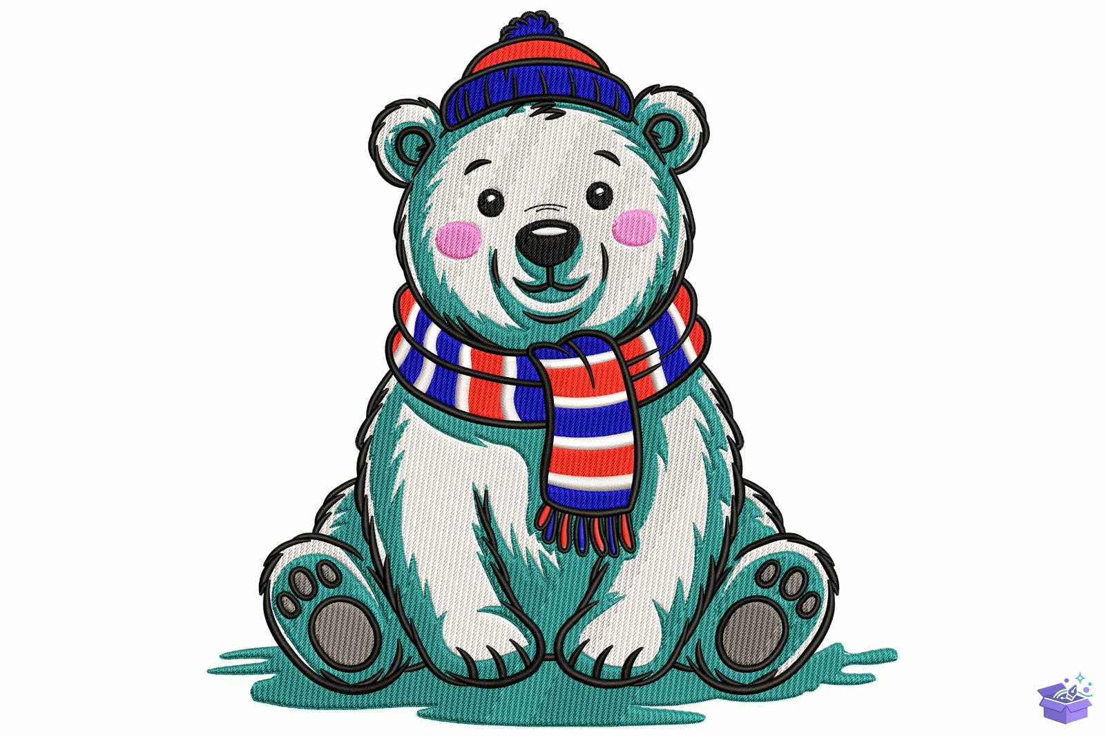 Winter Polar Bear - Makine Nakış Deseni (SVG, DXF, EPS, PNG) - detaylı önizleme 5