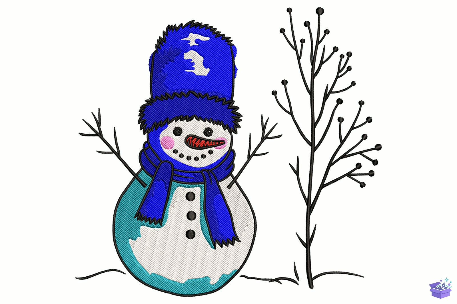 Winter Snowman - Makine Nakış Deseni (SVG, DXF, EPS, PNG) - Nakış Desenleri İndir (DXF, SVG, EPS)