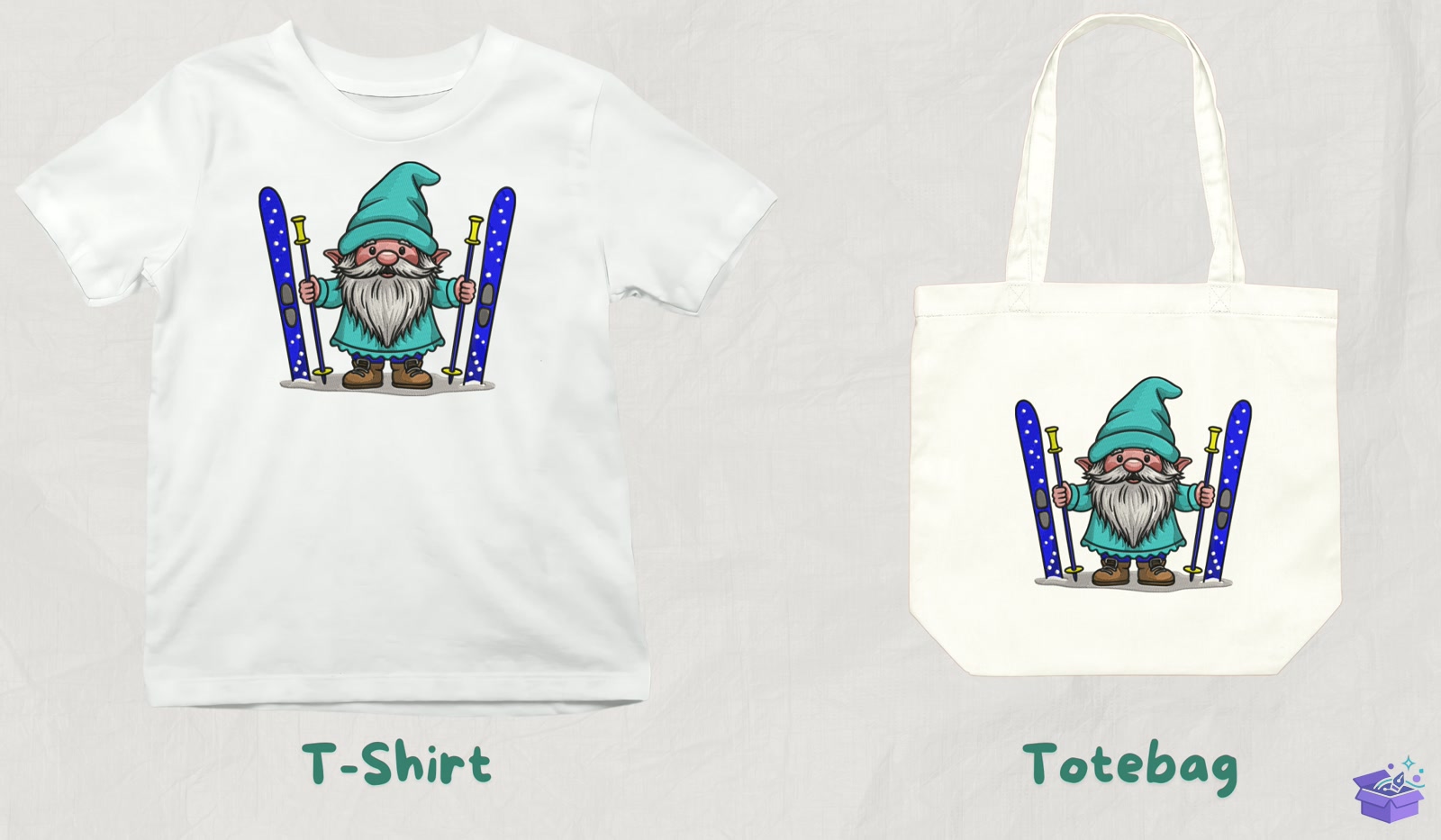 Winter Ski Gnome - Makine Nakış Deseni (SVG, DXF, EPS, PNG) - detaylı önizleme 3