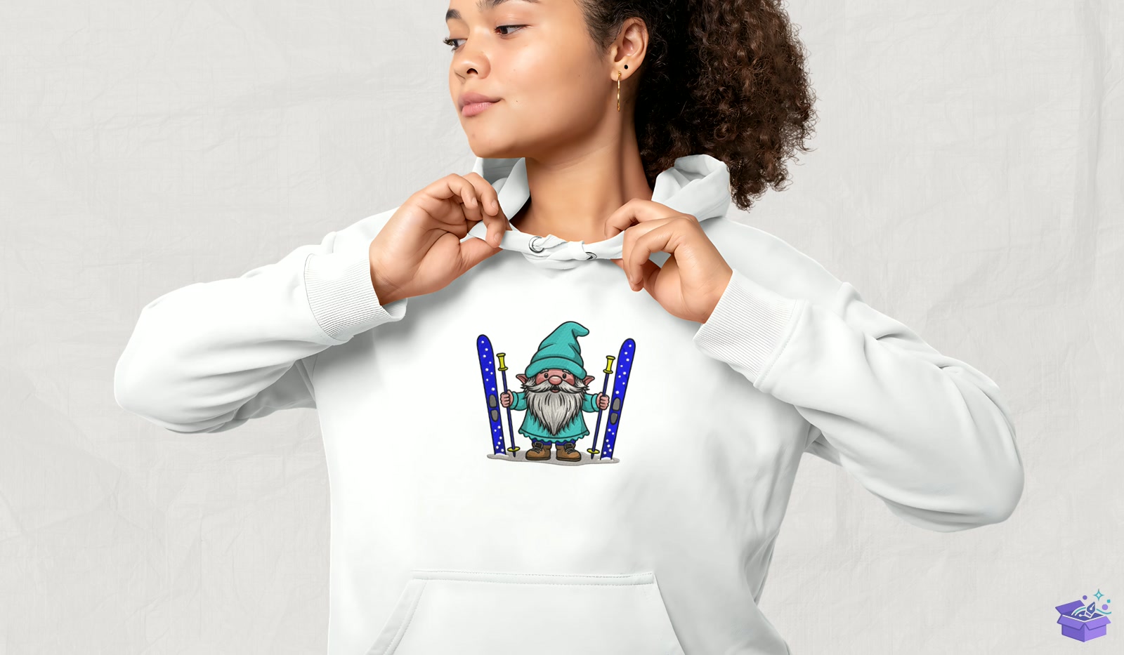 Winter Ski Gnome - Makine Nakış Deseni (SVG, DXF, EPS, PNG) - detaylı önizleme 4