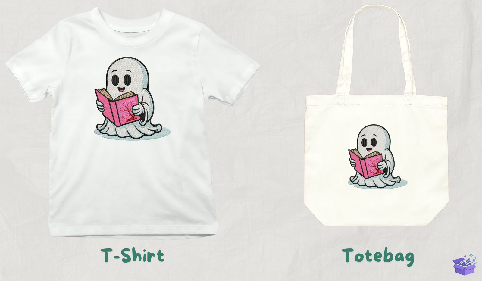 Book Lover Ghost - Makine Nakış Deseni (SVG, DXF, EPS, PNG) - detaylı önizleme 3