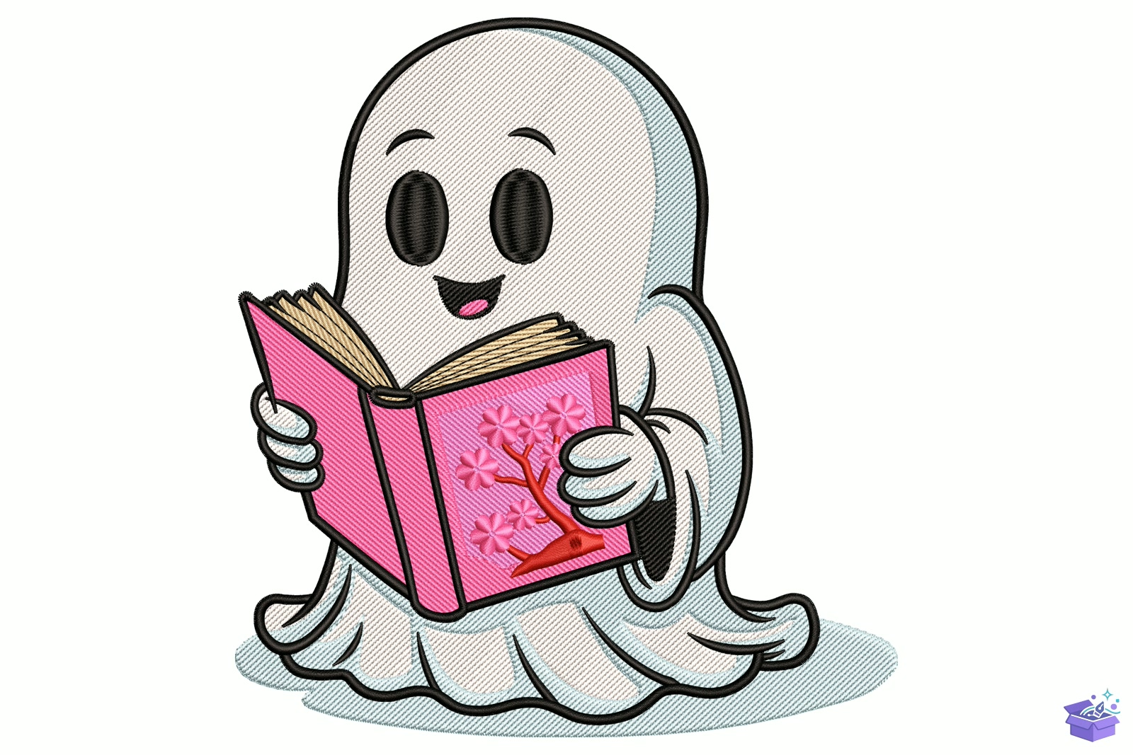 Book Lover Ghost - Makine Nakış Deseni (SVG, DXF, EPS, PNG) - detaylı önizleme 5