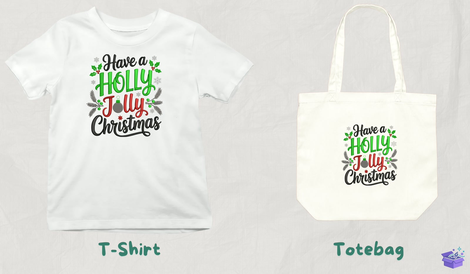 Xmas Typography - Makine Nakış Deseni (SVG, DXF, EPS, PNG) - detaylı önizleme 3