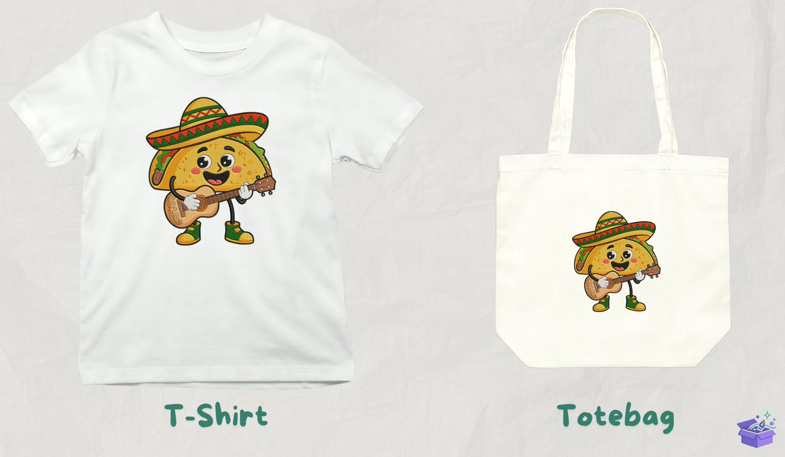 Taco With Guitar - Makine Nakış Deseni (SVG, DXF, EPS, PNG) - detaylı önizleme 3