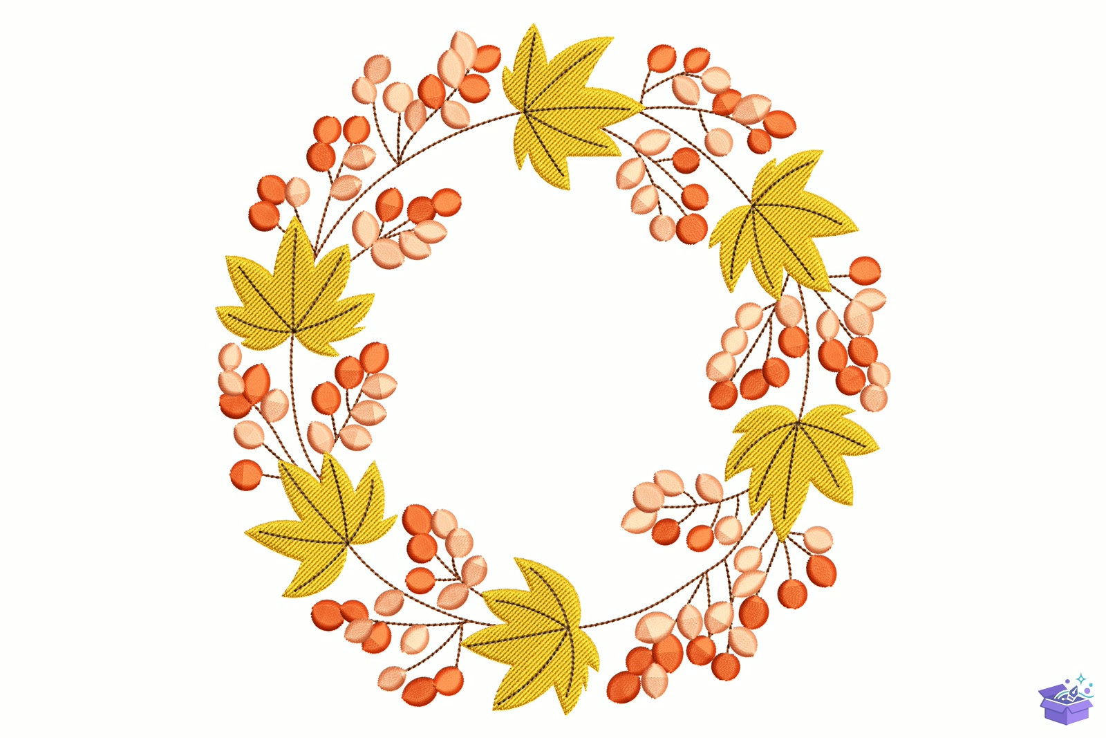 Autumn Leaves Wreath - Makine Nakış Deseni (SVG, DXF, EPS, PNG) - Nakış Desenleri İndir (DXF, SVG, EPS)