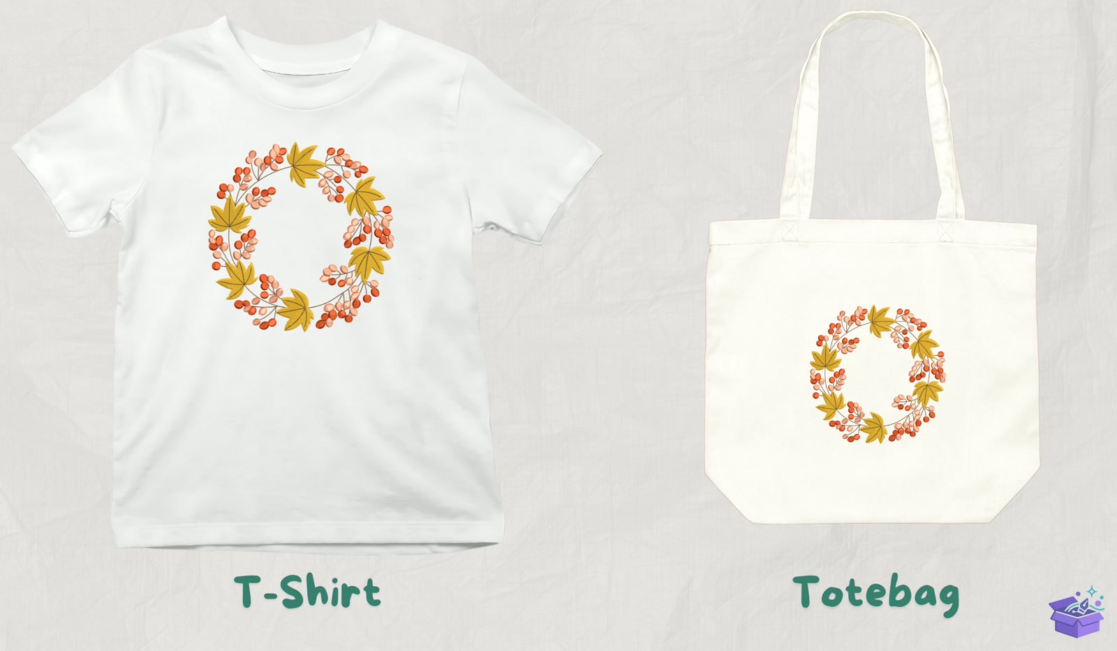 Autumn Leaves Wreath - Makine Nakış Deseni (SVG, DXF, EPS, PNG) - detaylı önizleme 3